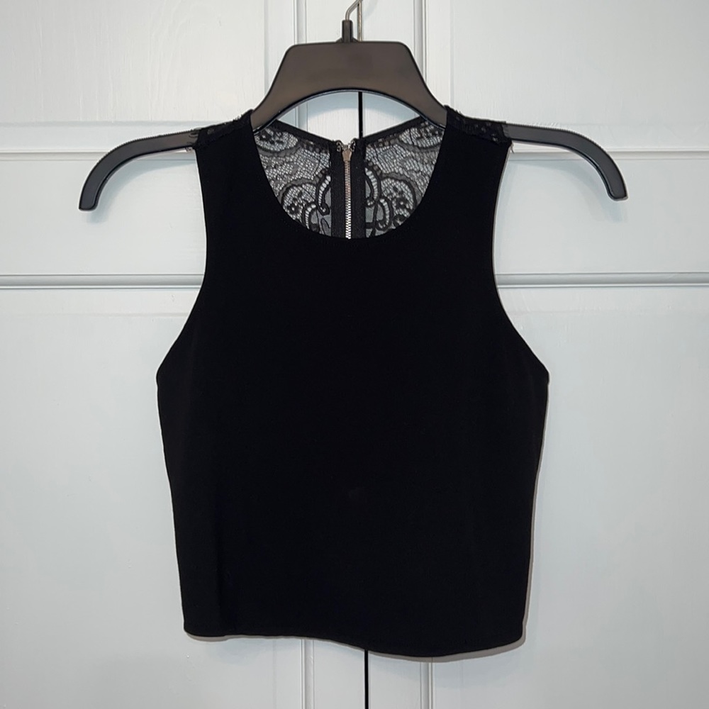 Black Lace Back Crop Top